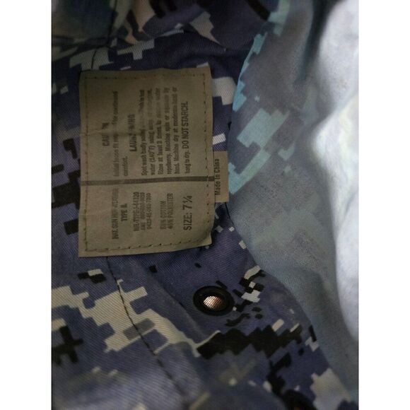 Navy Digital Camouflage Boonie Hat Size 7 1/4 Cotton/Polyester Blend - Picture 3 of 3